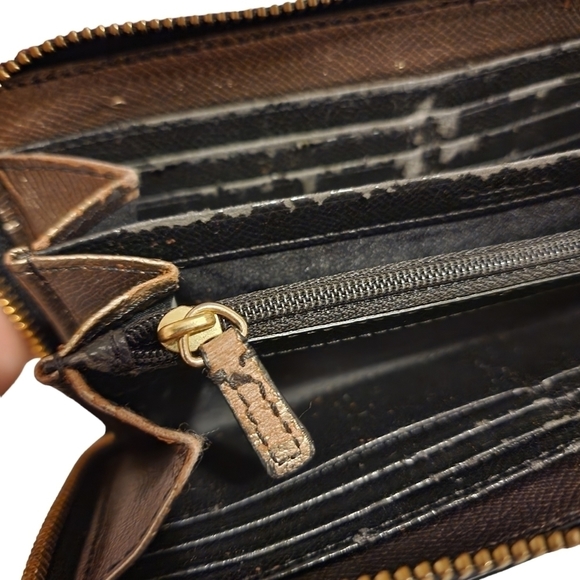 Coach Brown and Black Check Book Wallet Money Holder Gold and Black - Picture 4 of 6